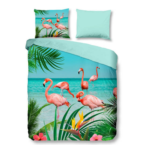 Pure Dekbedovertrek Micropercal Flamingo - multi 200x200/220cm