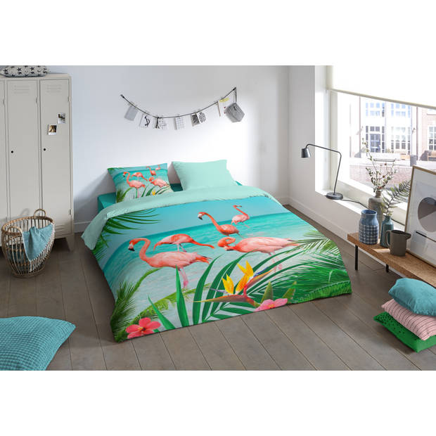 Pure Dekbedovertrek Micropercal Flamingo - multi 240x200/220cm