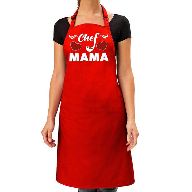 Rood keukenschort Chef Mama voor dames - Feestschorten