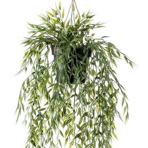 Groene bamboe kunstplanten 50 cm met hangpot - Kunstplanten