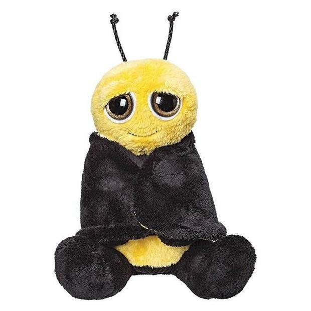 Suki Gifts Pluche gele met zwarte bijen knuffel - 18 cm - Bijen insecten knuffels - Knuffel boederijdieren