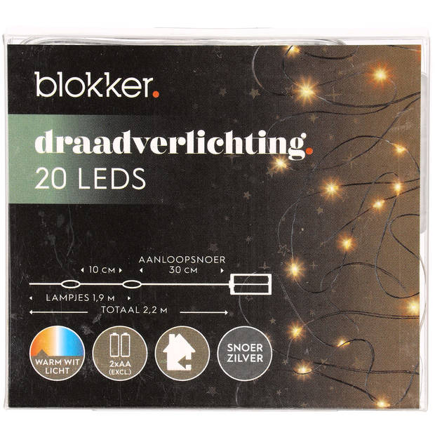 Blokker Draadverlichting - 20 Leds - Warm Wit