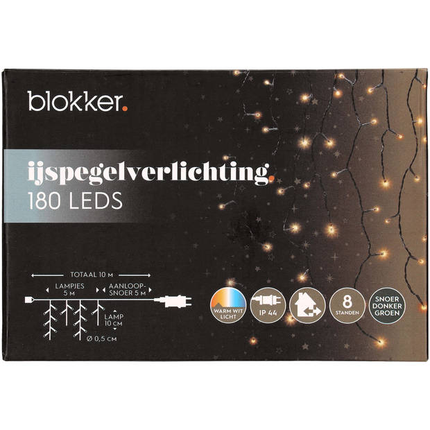 Blokker IJspegelverlichting - 180 Leds - Warm Wit