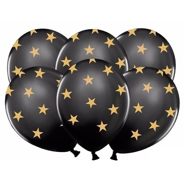 Zwarte ballonnen met gouden sterren 18 stuks - Ballonnen