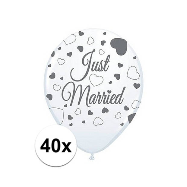 40x Just Married ballonnen 30 cm bruiloft versiering - Ballonnen