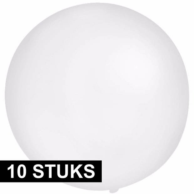 10x stuks feest mega ballonnen wit 60 cm - Ballonnen