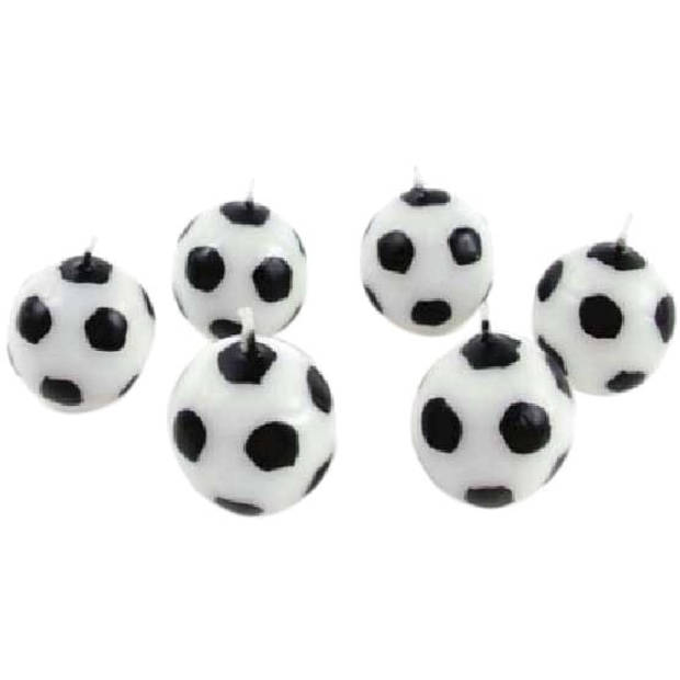 Haza Original verjaardagskaarsjes Goal! 2,5 cm wit/zwart 6 stuks