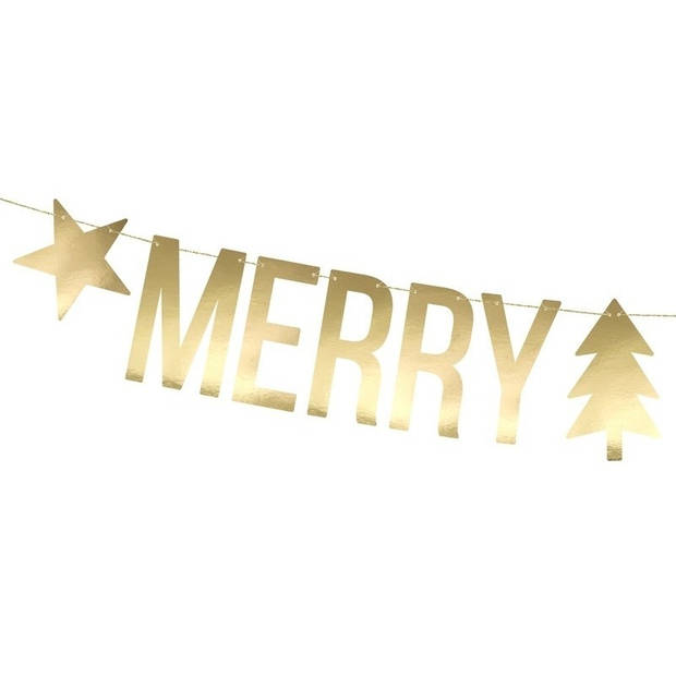 Gouden Merry Christmas DIY Kerst banner slinger 20 x 175 cm