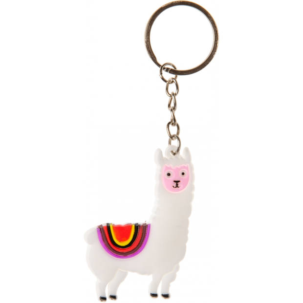 LG-Imports sleutelhanger alpaca 5,5 cm wit