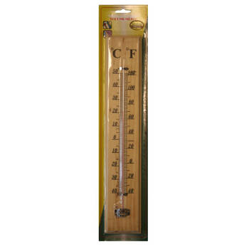 Buiten thermometer hout 40 x 7 cm