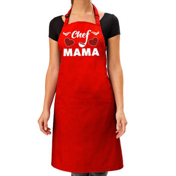 Rood keukenschort Chef Mama voor dames - Feestschorten