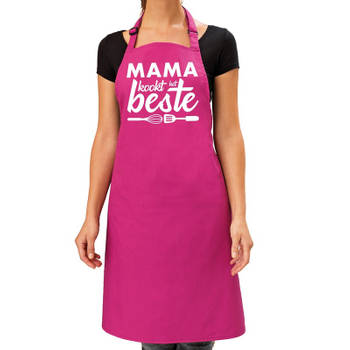 Roze keukenschort Mama kookt het beste voor dames - Feestschorten