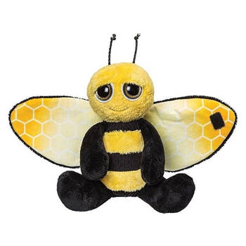 Suki Gifts Pluche gele met zwarte bijen knuffel - 18 cm - Bijen insecten knuffels - Knuffel boederijdieren