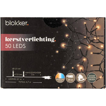 Blokker 50LED Kerstverlichting, warm wit, binnen en buiten