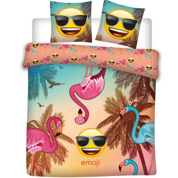 Emoji Flamingo - Dekbedovertrek - Lits Jumeaux - 240 x 220 cm - Multi