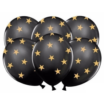 Zwarte ballonnen met gouden sterren 18 stuks - Ballonnen