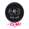 Confetti ballon gender reveal meisje party/feest zwart 60 cm - Ballonnen