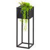 H&S Collection Plantenpot - zwart - op metalen standaard - 21x70cm - Plantenpotten