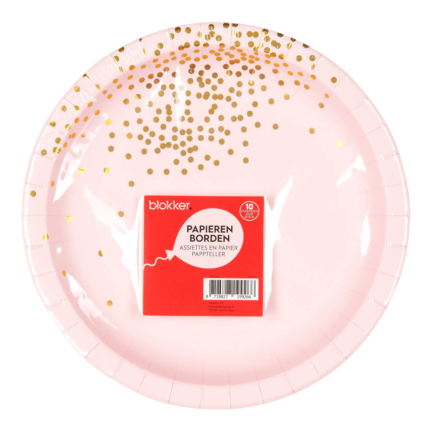 Blokker bordjes confetti roze 23 cm 10 Blokker