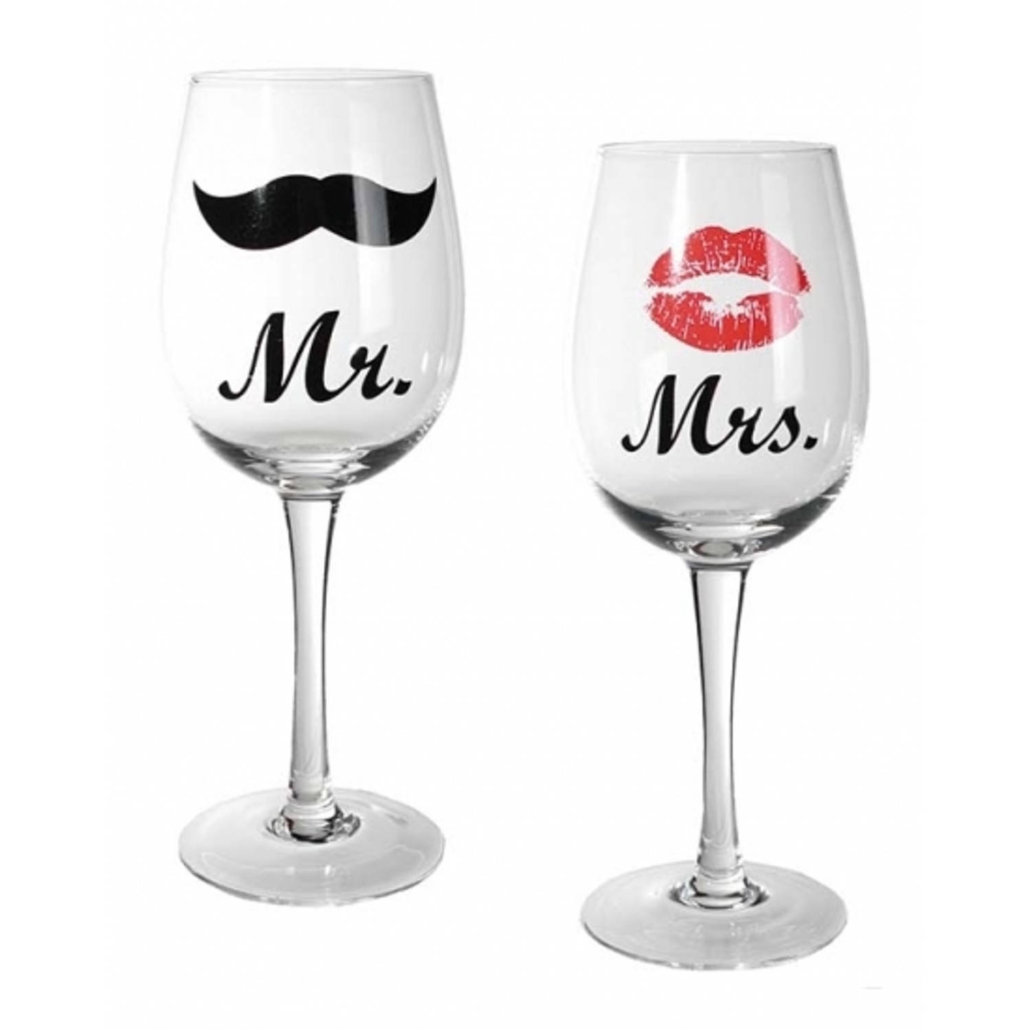 Mr & Mrs wijnglazen 22,5 cm