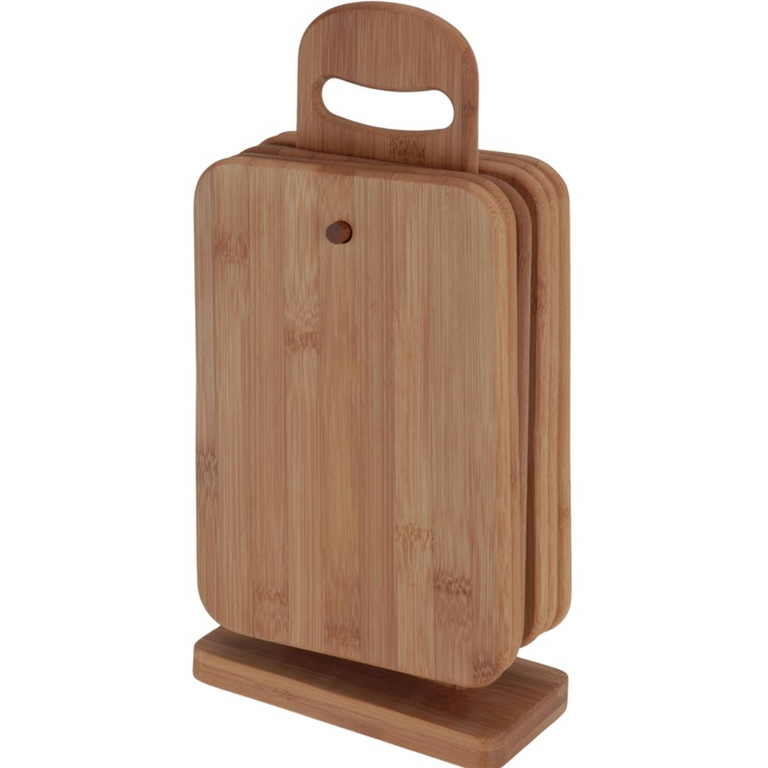 Fervent deze opening 6x Bamboe houten broodplankjes met houder 22 cm -  Snijplanken/serveerplanken/broodplanken van hout | Blokker