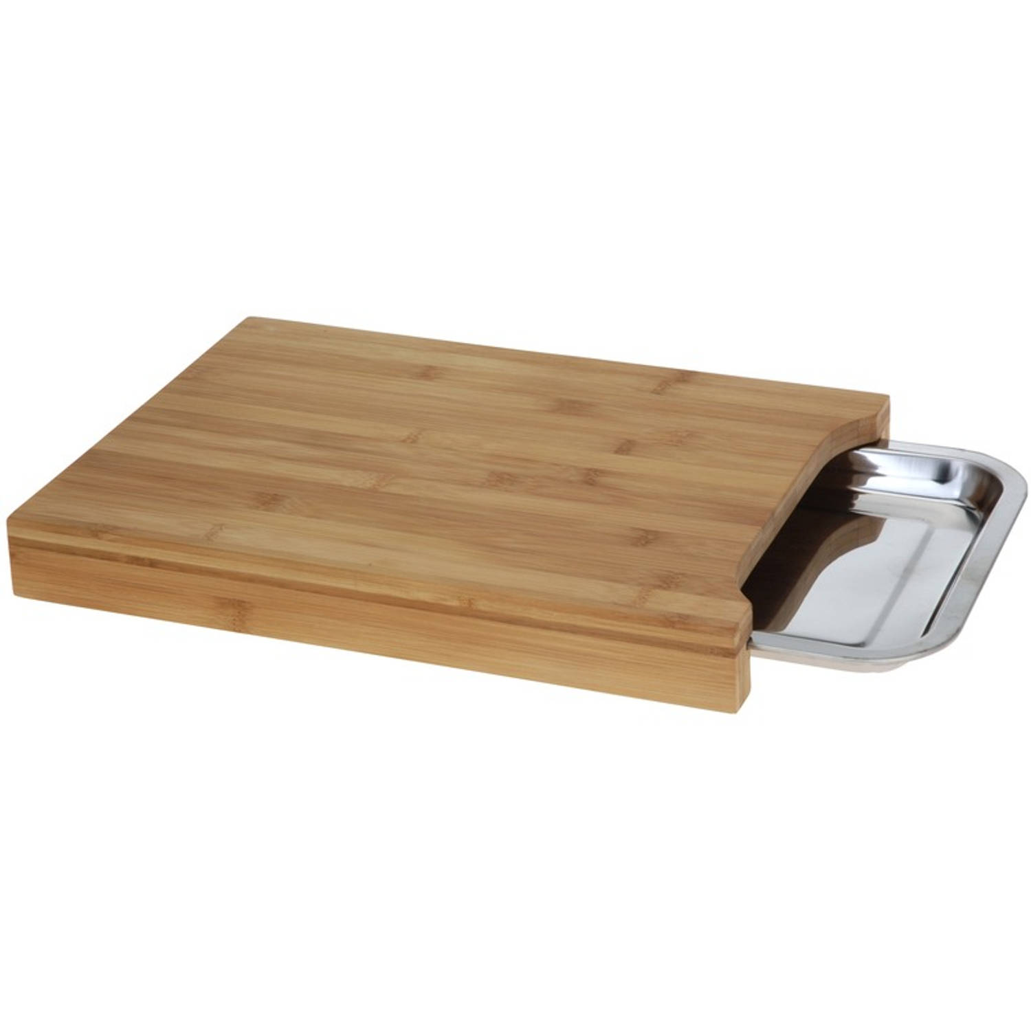 Bamboe houten snijplank met opvangbakje cm - Snijplanken/serveerplanken/broodplanken van hout | Blokker