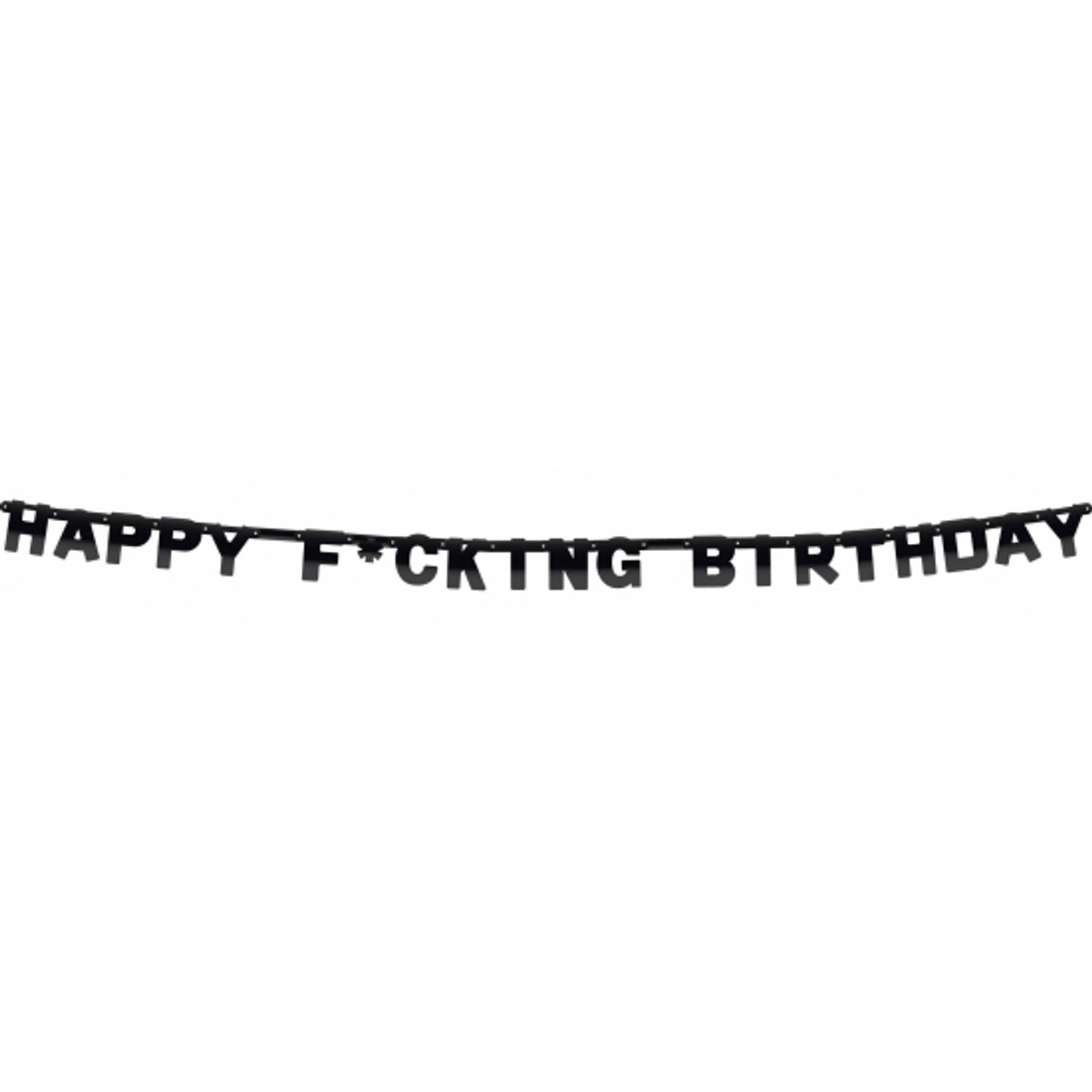Haza Original Letterslinger 'happy F*cking Birthday' Zwart 6m
