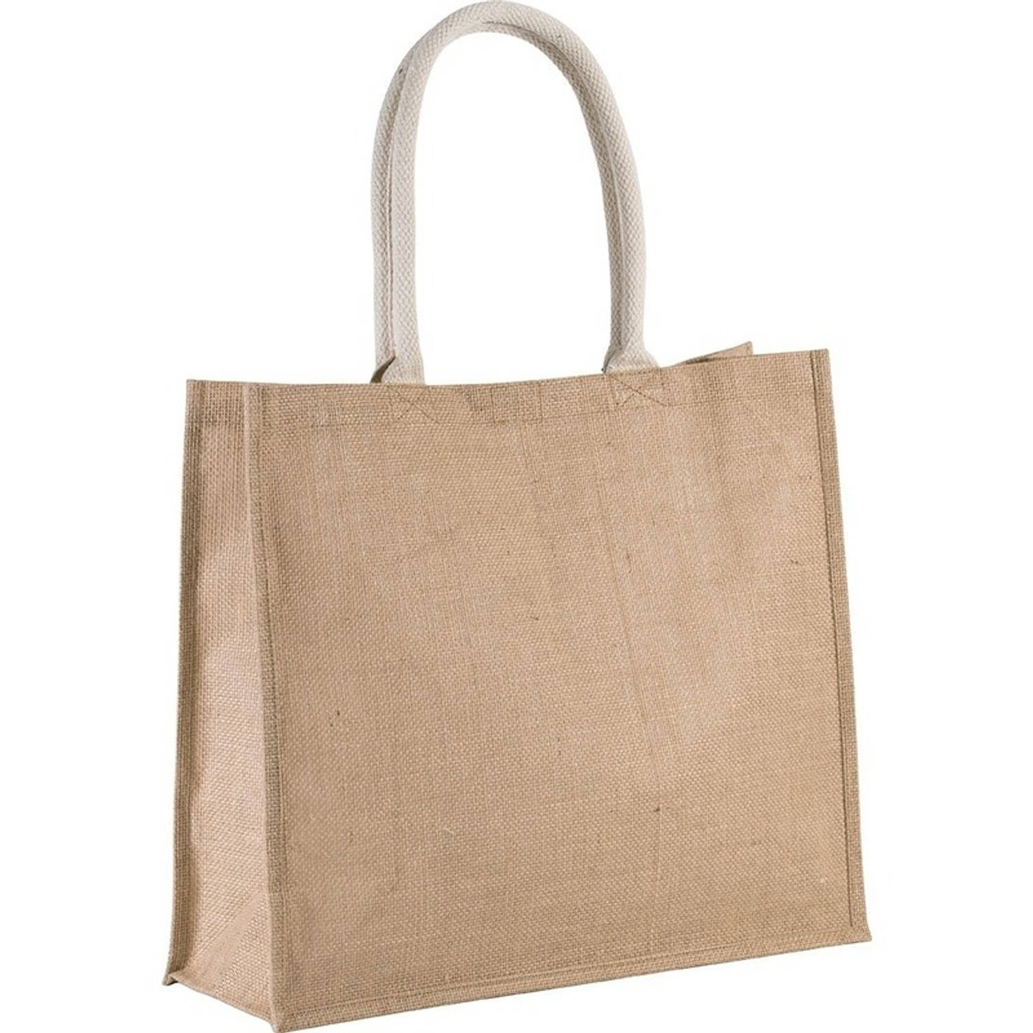 Naturel/beige jute shopper/boodschappentas 42 cm - Boodschappentassen