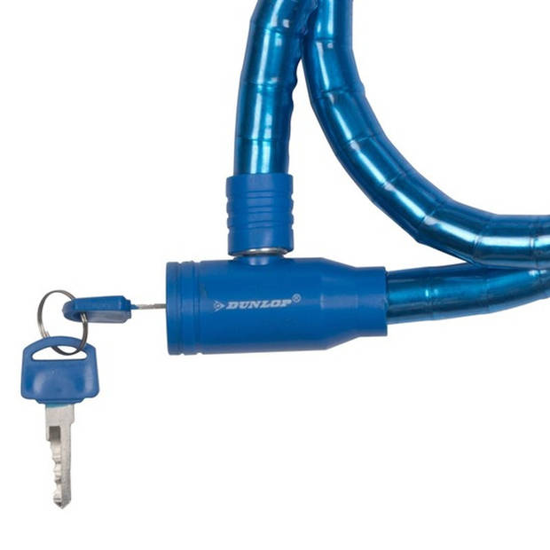 Dunlop kabelslot - blauw - plastic coating - 80 cm - Fietssloten