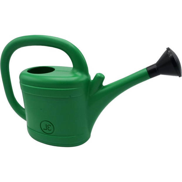 Groene kunststof gieter 3 liter met zwarte broeskop/sproeikop - Gieters