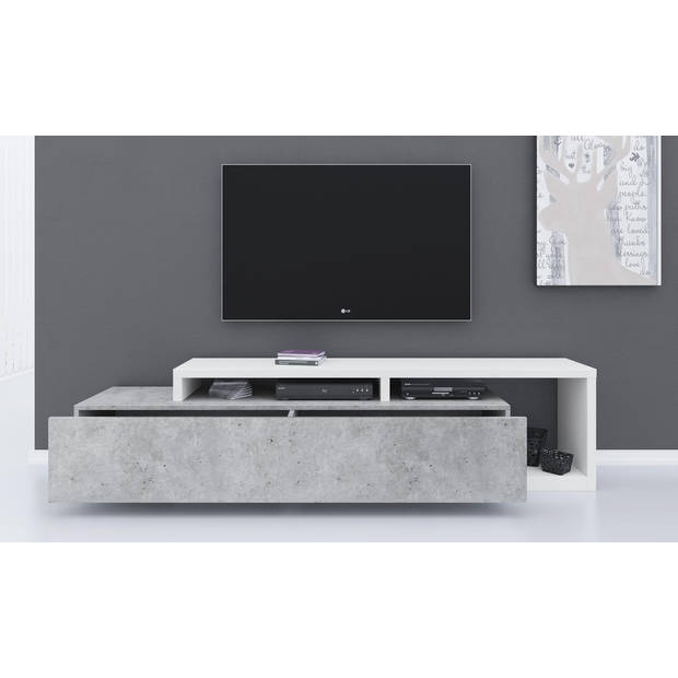 Meubella TV-Meubel Bello - Beton - Wit - 219 cm