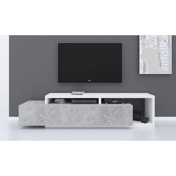 Meubella TV-Meubel Bello - Beton - Wit - 219 cm