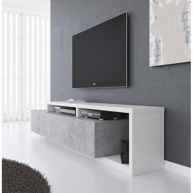 Meubella TV-Meubel Bello - Beton - Wit - 219 cm