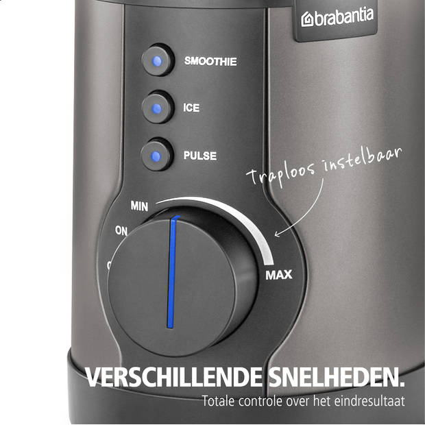 Brabantia D10-2PLA Blender - 1000W - 1,5 liter - Pulse, Smoothies en Ice Crushing - Platinum