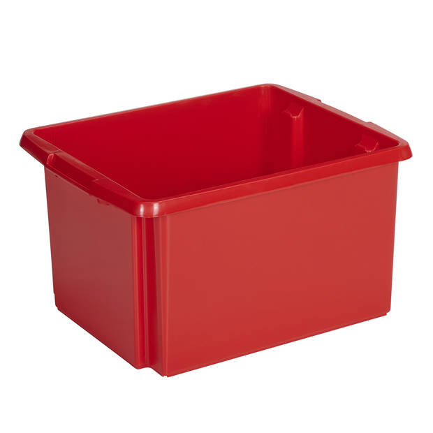Sunware set van 2x opslagboxen kunststof 32 liter rood 45 x 36 x 24 cm met deksel - Opbergbox