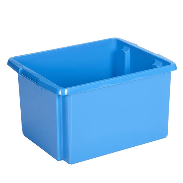 Sunware set van 3x opslagboxen kunststof 32 liter blauw 45 x 36 x 24 cm met deksel - Opbergbox