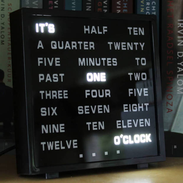 United Entertainment klok LED Engelse woorden plexiglas 17 x 16,5 cm zwart