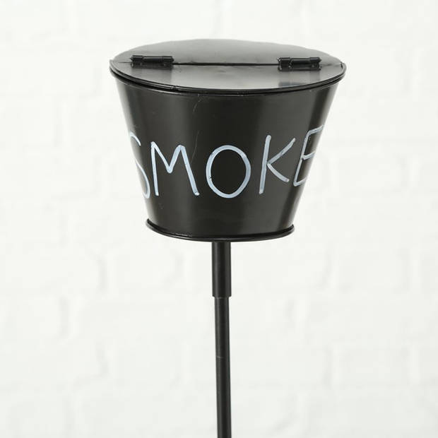 Tuin/terras asbak Smoke - op steker van 110 cm - metaal - zwart - Asbakken