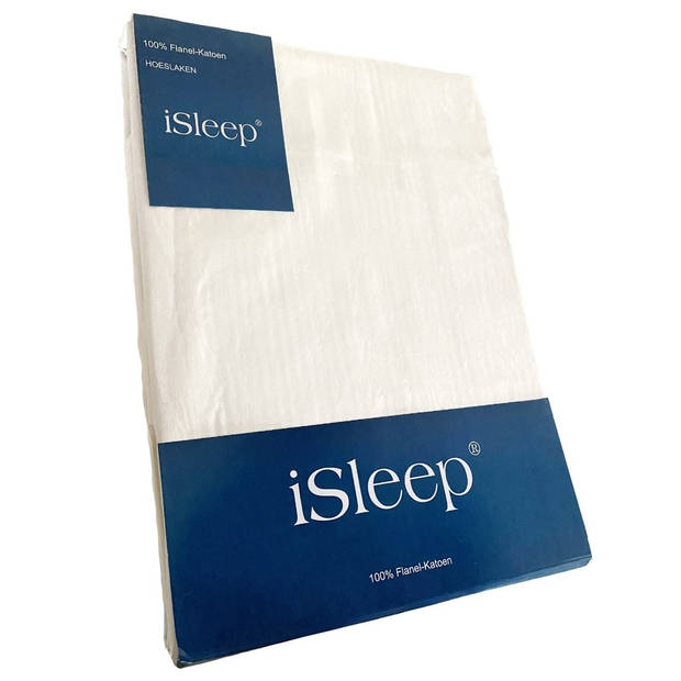 iSleep hoeslaken Flanel Katoen - 180x200 - Wit