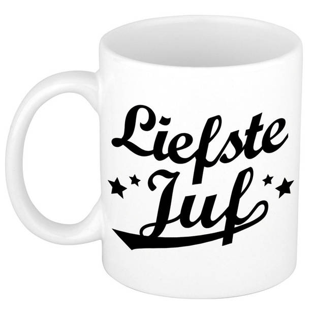 Afscheidscadeau Liefste juf beker / mok bedankt 300 ml - feest mokken