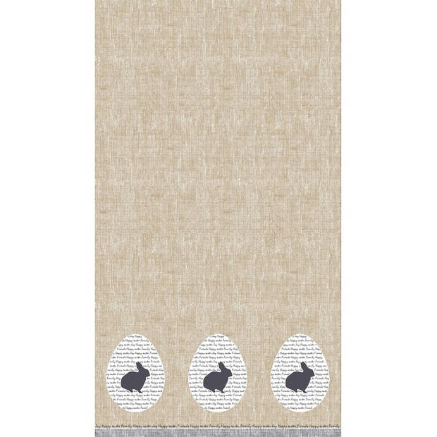 Pasen tafelkleed/tafellaken konijn rustiek grijs/beige 138 x 220 - Feesttafelkleden