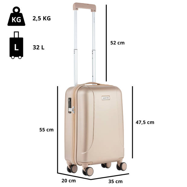 CarryOn Skyhopper kofferset TSA Trolleyset met OKOBAN Dubbele wielen Champagne