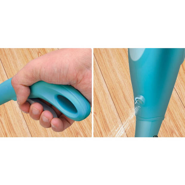 Vloermop microvezel met sprayfunctie - Benson spray mop vloerwisser lichtblauw/zilver