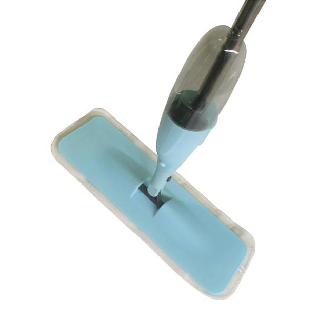 Vloermop microvezel met sprayfunctie - Benson spray mop vloerwisser lichtblauw/zilver
