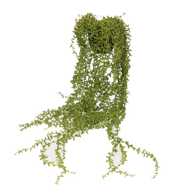 Groene Senecio erwtenplant kunstplanten 70 cm met hangpot - Kunstplanten