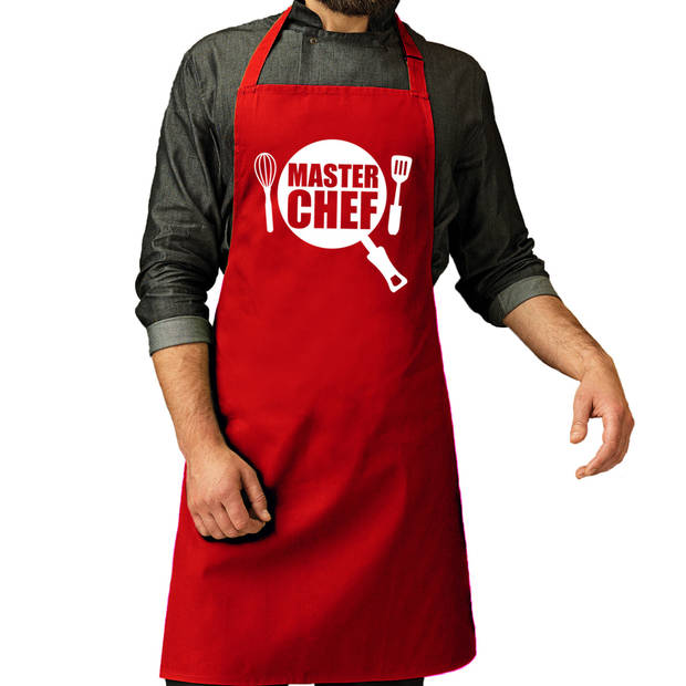 BBQ schort Master chef rood voor heren - Feestschorten