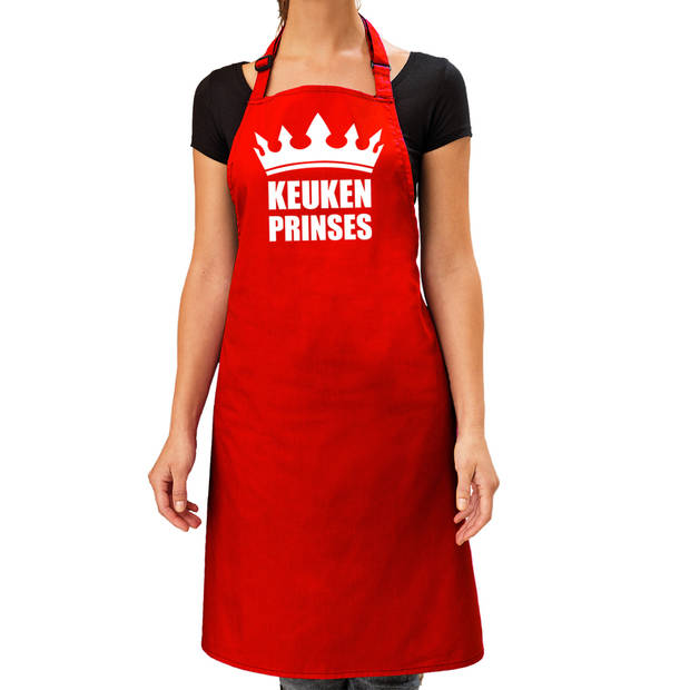 BBQ schort Keuken Prinses rood voor dames - Feestschorten
