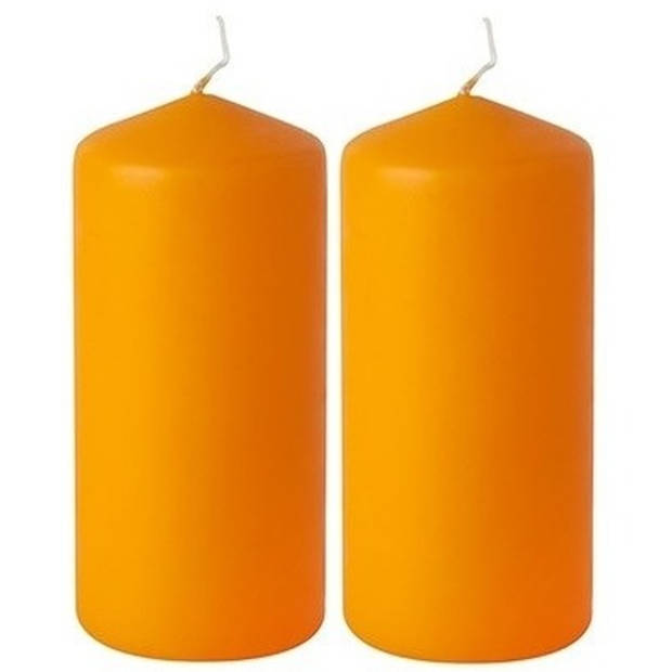 2x Oranje stompkaars 15 cm 45 branduren - Stompkaarsen