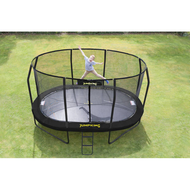 Jumpking trampoline met net en ladder JumpPod Oval 457 x 305 cm zwart (2016)