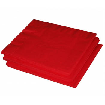 60x Papieren feest servetten rood - Feestservetten